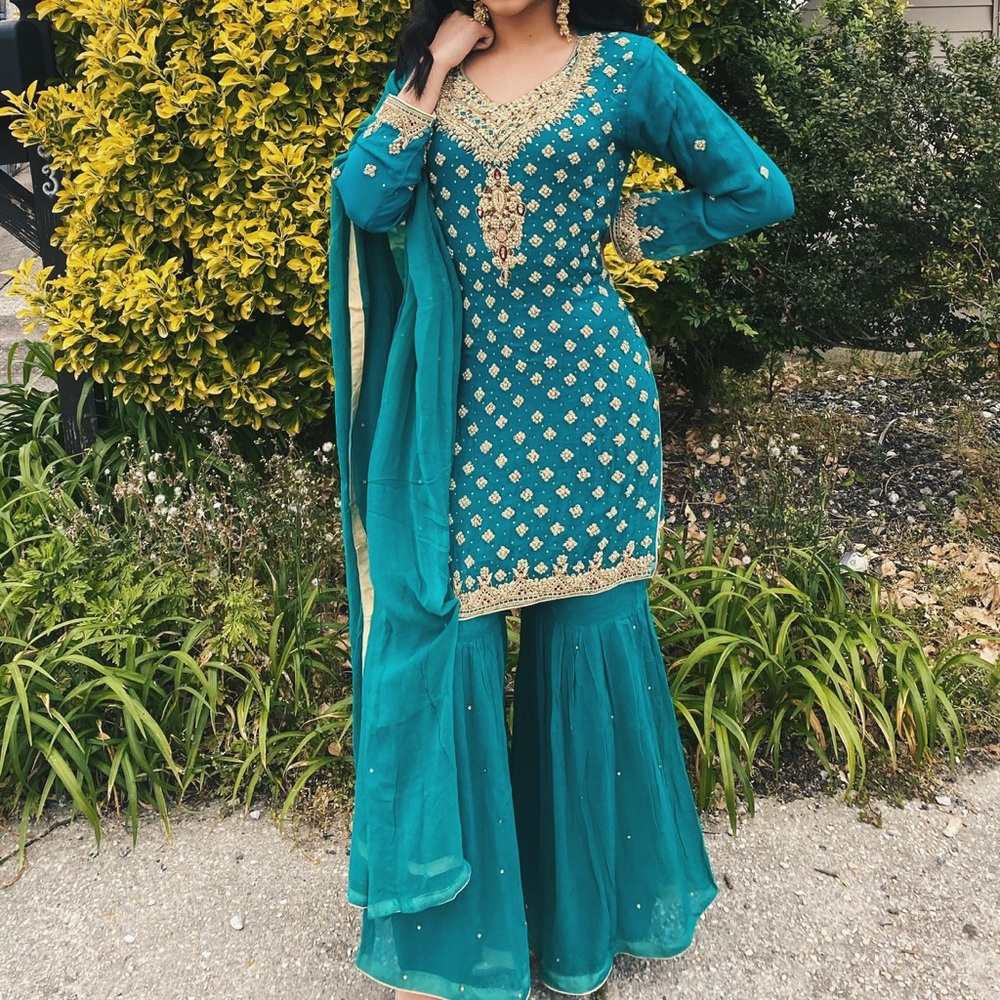 Blue Designer Gharara